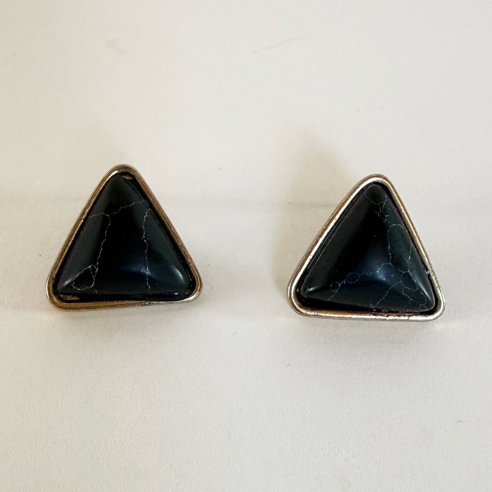 Black Triangle Stud Earrings